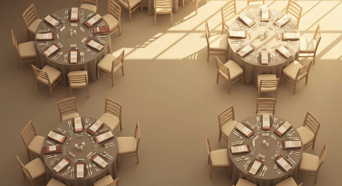 A committee table planner view showing seating arranged around dining tables